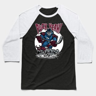 Puck Yeah Bigfoot Hockey Player Mascot Baseball T-Shirt